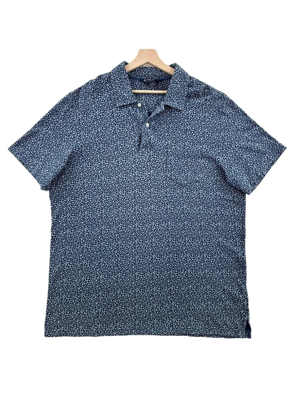 Brooks Brothers Slim Fit Blue Floral Pique Pocket Polo Shirt XXL